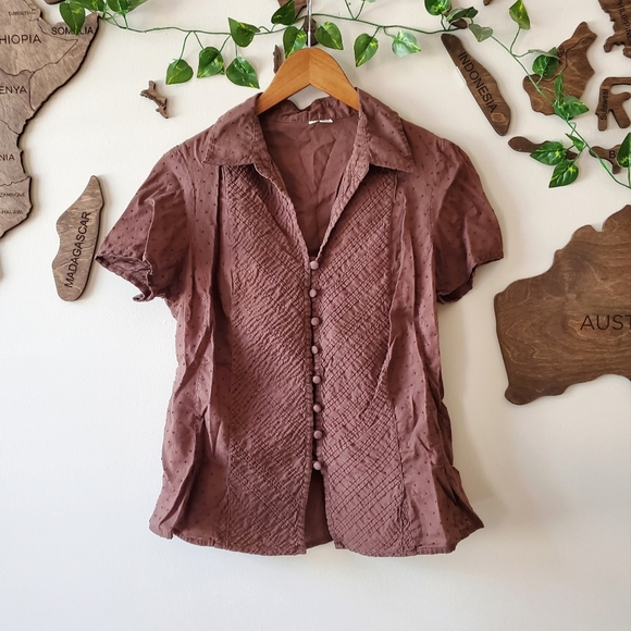Vintage Tops - Vintage 90's Style Chocolate Brown Top